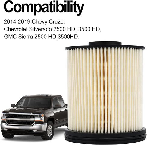 TP1015 مرشح الوقود متوافق مع 2017-2024 Chevy Cruze ، Silverado ، GMC ، Sierra 6.6L Duramax Fuel Filter (2 Pack) in Kuwait