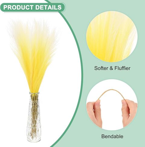 20-Pack Faux Pampas Grass 21.7 Inch/55cm Small Fake Fluffy Pampas Grass Decor Pampas Grass Branches Vase Filler for Home/Wedding/Vase/Office/Party [Yellow Gradient] in Saudi Arabia