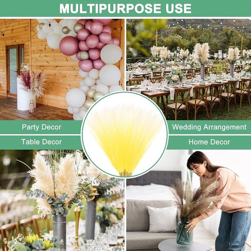 20-Pack Faux Pampas Grass 21.7 Inch/55cm Small Fake Fluffy Pampas Grass Decor Pampas Grass Branches Vase Filler for Home/Wedding/Vase/Office/Party [Yellow Gradient] in Saudi Arabia