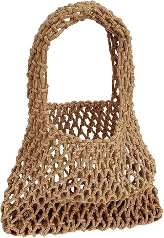 QWINEE Women's Crochet Clutch Purse Hollow Out Handbag Square Causal Beach Vacation Bag in Saudi Arabia