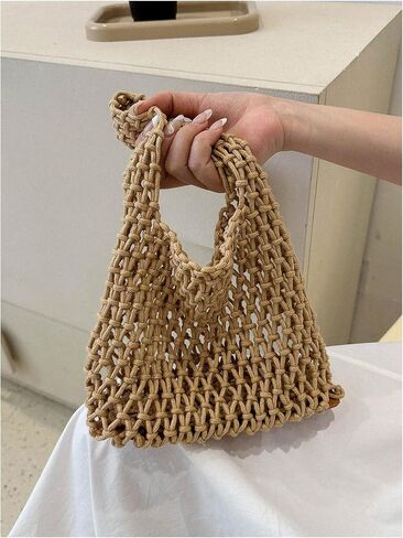 QWINEE Women's Crochet Clutch Purse Hollow Out Handbag Square Causal Beach Vacation Bag in Saudi Arabia