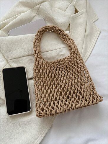 QWINEE Women's Crochet Clutch Purse Hollow Out Handbag Square Causal Beach Vacation Bag in Saudi Arabia