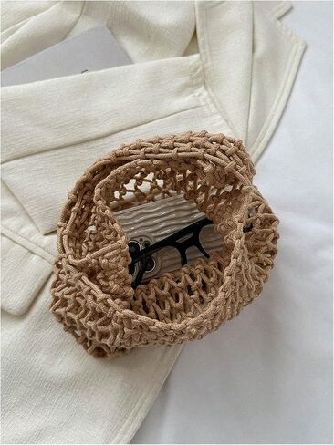QWINEE Women's Crochet Clutch Purse Hollow Out Handbag Square Causal Beach Vacation Bag in Saudi Arabia