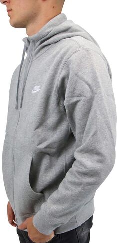 Nike Men's Sportswear Club Fleece Full Zip Hoodie, Fleece Zip-Up Hoodie Men, White/White/Black, XS in Saudi Arabia