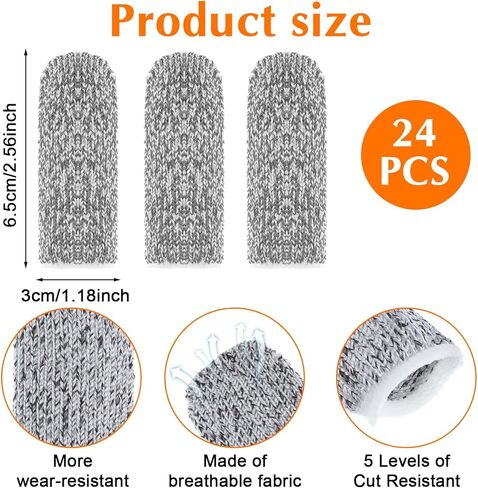 24pcs مقطوعة الأصابع المقاومة ، واقي إصبع القابل لإعادة الاستخدام الإبهام ، واقي ، واقي ، واقي إصبع مضاد للانزلاق ، حماة نحت أعمال المطبخ (رمادي) in Kuwait