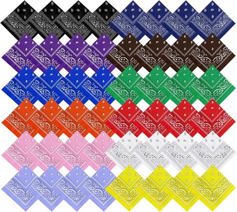 48 حزمة Bandanas للنساء الرجال رعاة البقر باندانا منديل رئيس مجلس الرأس القناع الجزء الأكبر لأزياء الحفلات in Kuwait