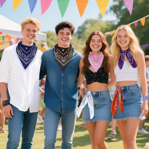 48 حزمة Bandanas للنساء الرجال رعاة البقر باندانا منديل رئيس مجلس الرأس القناع الجزء الأكبر لأزياء الحفلات in Kuwait