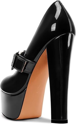 Aachcol Womens Platform Mary Jane Pumps Chunky Block T-Strap High Heels Round Toe Prom Dress Shoes 5.9 Inches Heels in Saudi Arabia