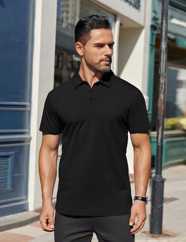 COOFANDY Men's Polo Shirts Short Sleeve Moisture Wicking Golf Shirt Fashion Casual Collared T-Shirt in Saudi Arabia