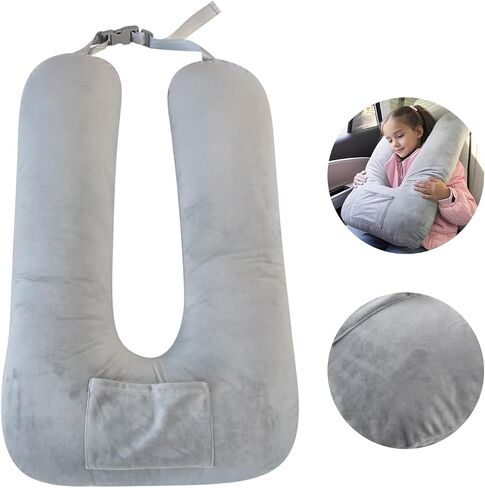 Car Pillow for Kids, Travel Pillow for Car, Toddler Travel Pillow for Sleeping Carseat Pillow for Adults, Removable and Washable Covers, Long Car Ride Essentials,Grey in Saudi Arabia