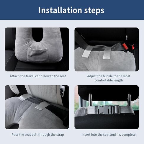 Car Pillow for Kids, Travel Pillow for Car, Toddler Travel Pillow for Sleeping Carseat Pillow for Adults, Removable and Washable Covers, Long Car Ride Essentials,Grey in Saudi Arabia