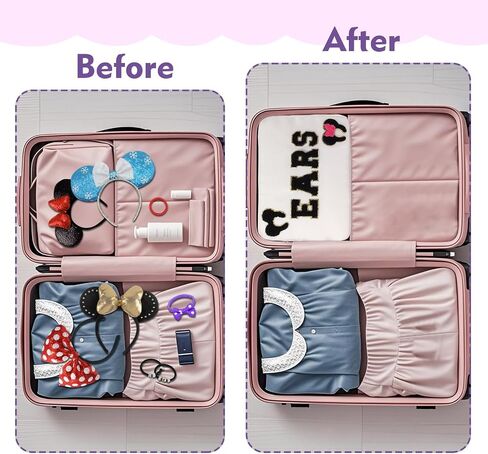 Mouse Ears Bag Travel Case Hair Accessories Organizer Bow Mouse Ears Headbands Holder Storage Nylon Large Chenille Letter Makeup Bag Park Travel Essentials Gifts for Women in Saudi Arabia