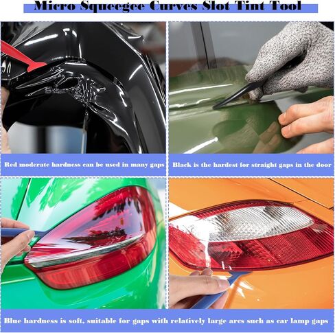 6 PCS Car Micro Squeegee Curves Slot Tint Tool Set 3 في 1 أدوات التغليف فينيل تلقائية فينيل تغلف مقطورات صغيرة مرنة مع صلابة مختلفة لتثبيت تلتفات السيارة in Kuwait