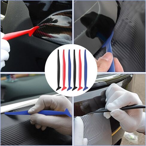 6 PCS Car Micro Squeegee Curves Slot Tint Tool Set 3 في 1 أدوات التغليف فينيل تلقائية فينيل تغلف مقطورات صغيرة مرنة مع صلابة مختلفة لتثبيت تلتفات السيارة in Kuwait