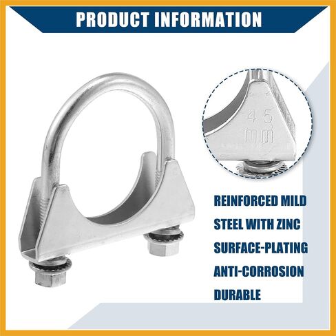 مشابك عادم Clamp Clamp/كاتم الصوت للسيارة RV Truck Boat/DANENT MILD Steel 1.75 "ID 45mm/4 PCS Silver Tone Pluty in Saudi Arabia