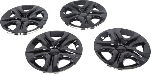 ECOTRIC 17" Hubcaps Wheel Covers Wheel Skins Compatible with 2013-2018 Toyota RAV4 LE, R17 Wheel Rim Cover, 5 Spoke, Silver/Black Plastic - Set of 4 in Saudi Arabia