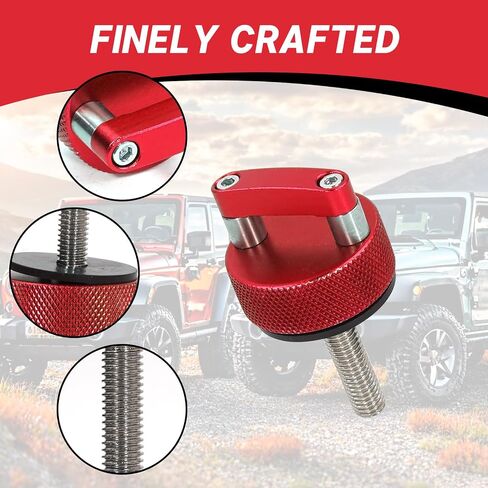 Quick Release Aluminum Hardtop Bolts, Thumb Screws for Hardtop Removal, Compatible with 2007-2018 Wrangler JK, 2018-2022 JL & Gladiator JT, Durable Alloy, Red/Black/Blue, 6-Pack (Red) in Saudi Arabia