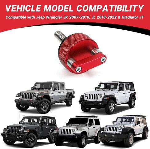 Quick Release Aluminum Hardtop Bolts, Thumb Screws for Hardtop Removal, Compatible with 2007-2018 Wrangler JK, 2018-2022 JL & Gladiator JT, Durable Alloy, Red/Black/Blue, 6-Pack (Red) in Saudi Arabia