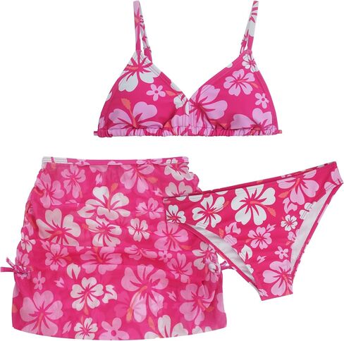 Happy Cherry Swimsuits for Teen Girls Bikini Cute Bathing Suits Kids Tropical Floral 3 Piece Swim Suits with Shorts Skirt in Saudi Arabia