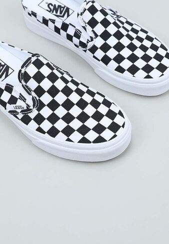 Vans Men's Classic Slip On Sneaker, (Mule) Checkerboard Black/True White, Size in Saudi Arabia