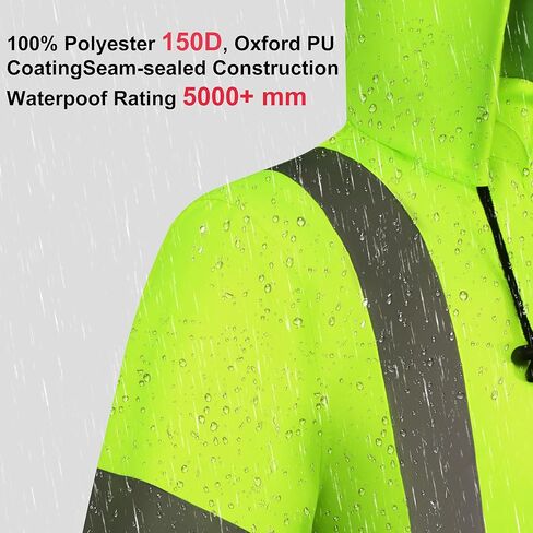 سلامة المعطف المطرور عمل للرجال مقاوم للماء مع القاع الأسود ، معاطف المطر الداخلية الشبكة عالية الرؤية معدات المطر in Kuwait
