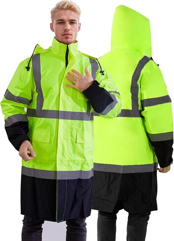 سلامة المعطف المطرور عمل للرجال مقاوم للماء مع القاع الأسود ، معاطف المطر الداخلية الشبكة عالية الرؤية معدات المطر in Kuwait