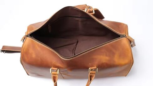 Mullis Mercantile Leather Weekender Bag, an ideal men's classic. Perfect for overnight stays, full-grain leather, a retro design, gym, and a YKK zipper, brown. (22 inch Vintage Leather Duffle) in Saudi Arabia