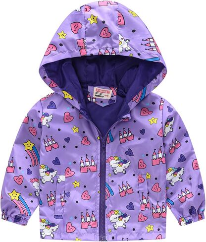 Toddler Girls Boys Cartoon Lightweight Jackets Spring Hooded Windbreaker Summer Zip Up Outerwear in Kuwait