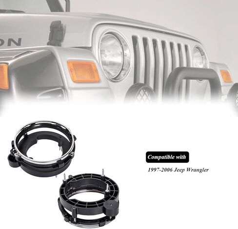 HY-SPEED 1Set 110383 110384 Headlight Bracket Bucket Compatible with 1997 1998 1999 2000 2001 2002 2003 2004 2005 2006 97-06 Wrangler Plastic Black in Kuwait