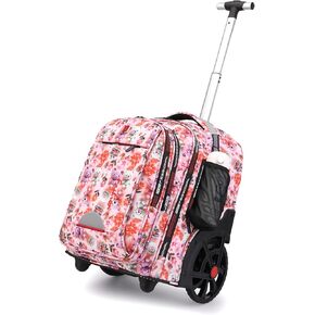 Rolling Backpack for Adults, 22 Inch Backpack with Wheels for Business, College Student and Travel Commuter, Waterproof Wheeled Backpack (black)