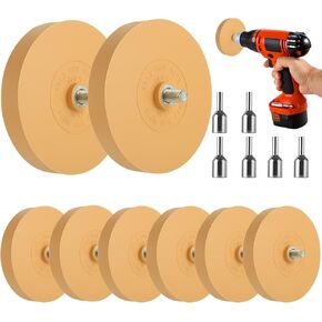 8 Pack Rubber Eraser Wheel for Drill, Decal Remover Wheel with Drill Adapter, Eraser Wheel Adhesive Remover, Vinyl Decal Eraser Wheel Tool for Removing Pinstripes, Stickers