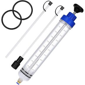 500CC Car Fluid Extractor Pump, Manual Oil Pump with Two Extension Tubes and Rubber Rings, Liquid Transfer Syringe for Gasoline, Power Steering, Hydraulic Fluid, Brake Fluid Change (Orange)