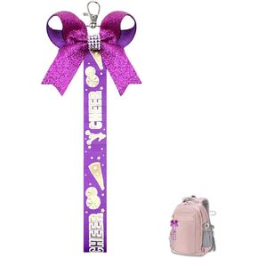 YALLNASL Pin Me Cheer Keychain for Toddlers Girls Cheerleader Gifts for Teens Women Cheer Bows for Backpack School Bag