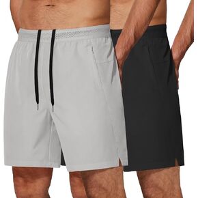 COOFANDY Mens Athletic Running Shorts 7'' Gym Workout Shorts Lightweight Drawstring Training Shorts with Zipper Pockets