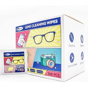 Lens Cleaning Wipes,Resin/Glass Surface Cleaning Wipes,Individually Wrapped Wipes for Phone Screens/Eyeglasses/Sunglasses(300-Pack)
