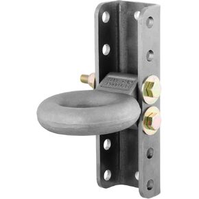 CURT 48640 Raw Steel Adjustable Pintle Hitch Lunette Ring 3-In ID, 12,000 lbs, 11-3/4-Inch Channel Height
