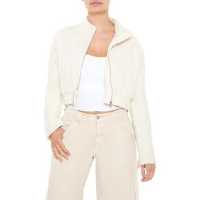 Forever 21 Women's Quilted Zip-up Cropped Jacket