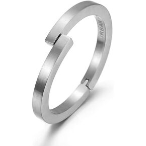 CIUNOFOR Bracelet bangle Large size for Men Polished Finish Cuff Black White Bangle Stainless Steel Metal Bracelet with Simple Twisted Line Design Jewelry Gifts for Women (Silver, Large)