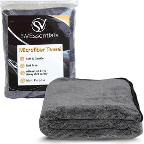 Microfiber Car Drying Towel, Absorbent and Soft, Dual-Texture Design, Quick Drying, Edgeless, Grey, 30.7 x 23.6 Inch