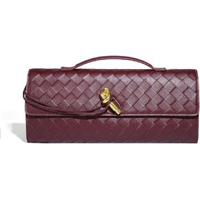 Trendy Woven Evening Clutch Purses for Women Evening Bags Handbags PU Leather Purse with Removable Shoulder Strap Bag