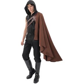 KUOIN Steampunk Half Shoulder Cape with Belt Gothic Shawl Medieval Costume Accessory