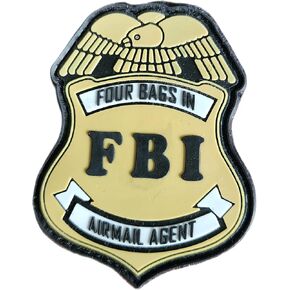 Funny Cornhole Patch Four Bags in AIRMAIL Agent F.B.I. Badge Hook Backing for Cornhole Bags/Backpacks FBI Shield Police fire Gold Award Gift Bean Bag toss