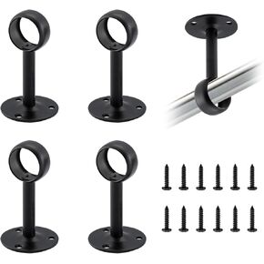 HOME MASTER HARDWARE Ceiling Mount Curtain Rod Bracket, Heavy Duty Stainless Steel Holder,Safe Load: 50 lbs,4 Pack Black, Fit 1.1 inch/28mm Drape Poles