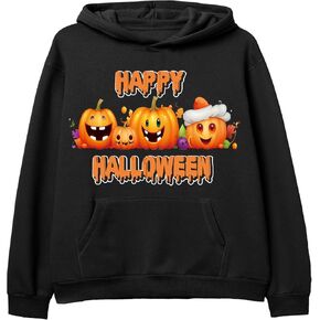 Halloween Pumpkin Jack O Lanterns outfit Pumpkin Smile Face Pullover Hoodie Sweatshirt Costume for Unisex Kid Child