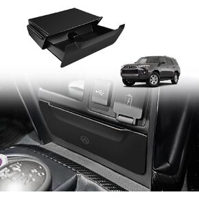 Muslogy Console Storage Drawer Compatible with Toyota 4Runner 2014-2022 2023 2024 Accessories Center Console Organizer One-Touch Cubby Storage Box ABS with Anti-Slip Mat Interior Insert Organizer