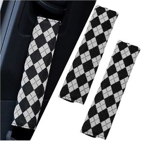 Mandark 2PCS Car Seat Belt Covers, Vehicle Seatbelt Shoulder Strap Pad Protection, Soft Comfortable Automotive Safety Belt Protector Mat Cushion Accessories, Universal for SUV, Truck, RV (Black/White)