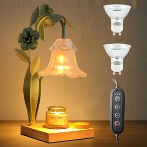 Candle Warmer Lamp Flower Heat Lamps with Timer,Vintage Candle Melter Night Light,Adjustable Height Candle Warmer,Living Room Bedroom Home Decor for Women Birthday Anniversary Romantic Gifts