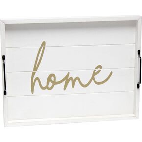 Elegant Designs HG2000-WHG Decorative Wood Serving Tray w/Handles, 15.50" x 12", Home