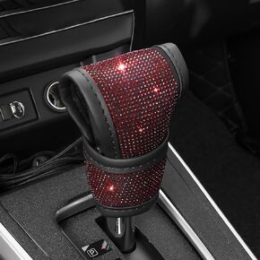 Bling Auto Gear Shift Knob Cover, Car Knob Gear Stick Protector, Sparkly Crystal Rhinestones Gear Shift Knobs Cover for Women Girls, Universal Interior Decor Accessories (Black)