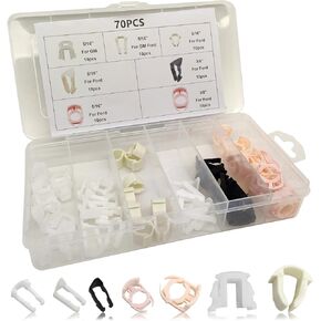 70pcs Fuel Line Retainer Clip Assortment Kit, 5/16" & 3/8" Fuel Lines, 7 Popular Sizes, Compatible with Ford GM